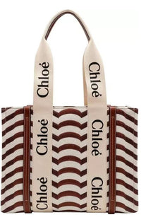 Thumbnail for Chloe Tote Bag - Chocolate Geometric Linen